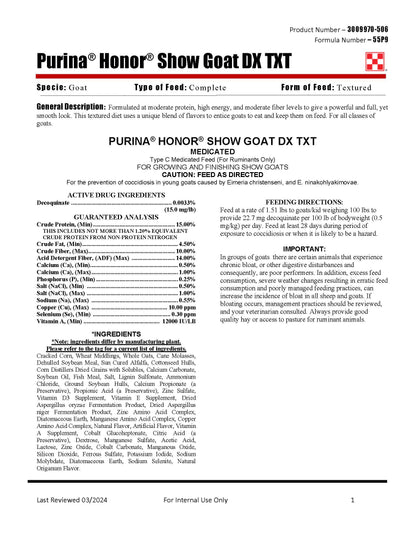 Purina Honor Show Goat DX 55P9 - 50lb
