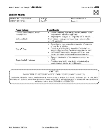 Purina Honor Show Grand 4-T-Fyer 392R - 50lb