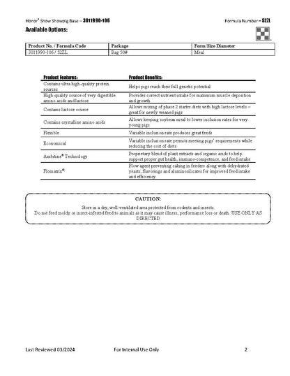 Purina Honor Show Pig Base 52ZL - 50lb