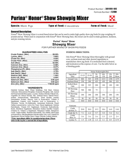 Purina Honor Show Pig Mixer 52BW - 50lb