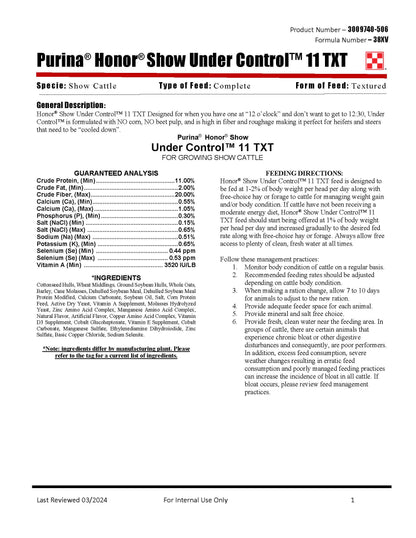 Purina Honor Show Under Control 11 38XV - 50lb