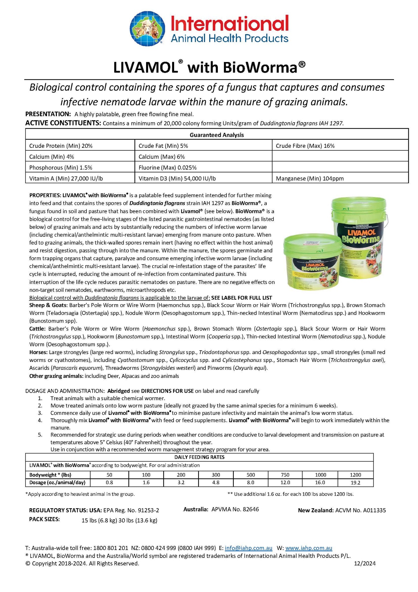 Livamol with BioWorma - 30lb