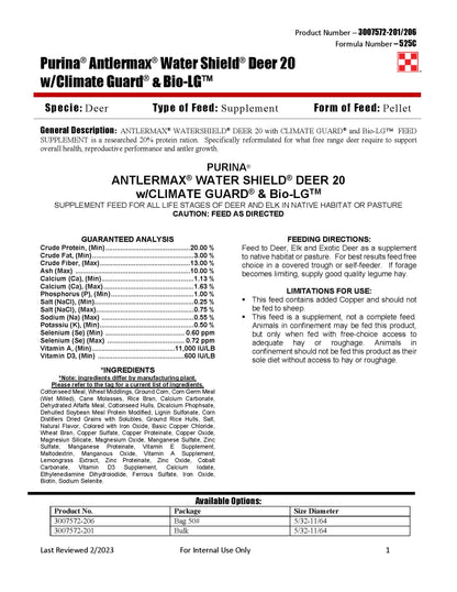 Purina AntlerMax WaterShield Deer 20 525C - 50lb