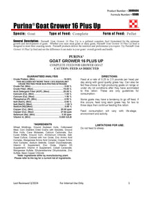 Purina Goat Grow 16 Plus Up 55MR - 50lb