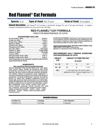 Red Flannel Cat Formula 473B - 20lb