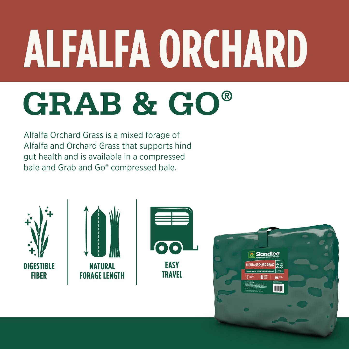 Alfalfa Orchard Grab & Go Bale - 50lbs
