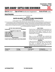 Purina Safe Guard Cattle Cube Dewormer 312V - 50lb