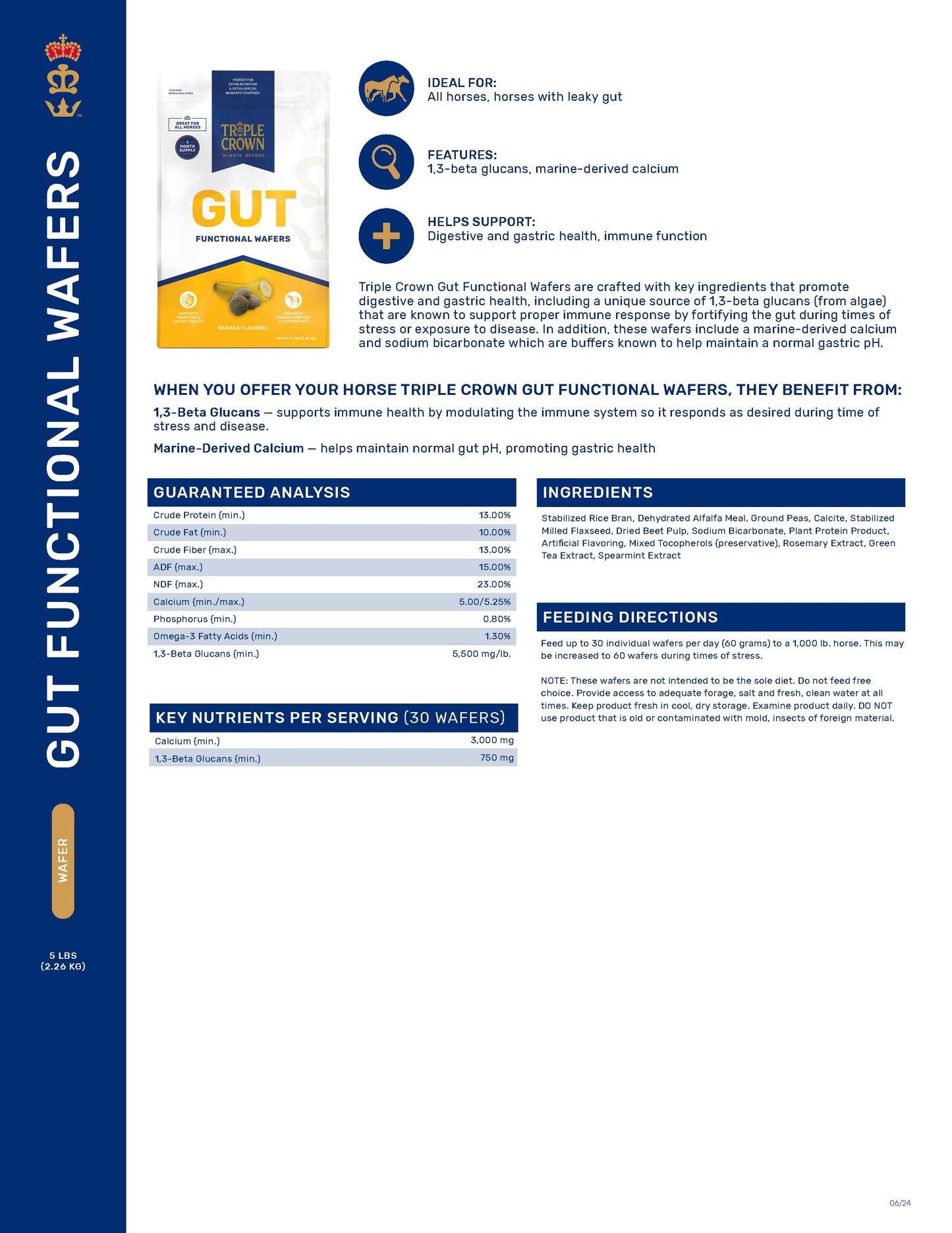 Triple Crown Gut Functional Wafers - 5lb